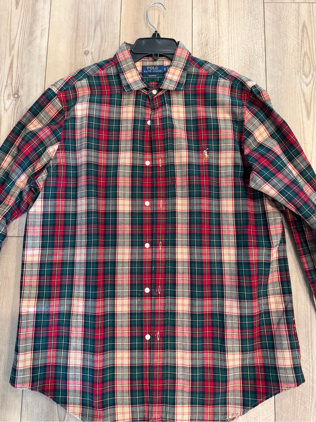 Ralph Lauren Red, Green & Cream Plaid Button-Down Shirt